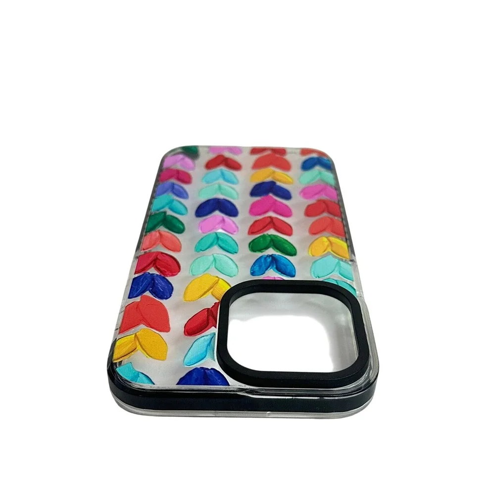Multi Color Daub Loving Heart Bumper Phone Case for iPhone 15 Pro Max